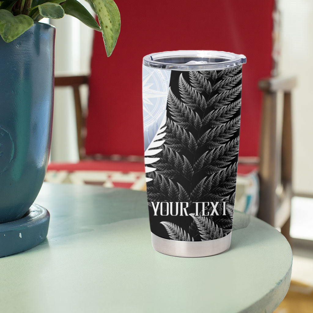 Personalised New Zealand Pakeha Tumbler Cup Kiwi Silver Fern and Sailing Ship Compass