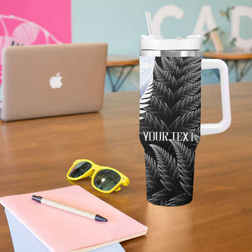 Personalised New Zealand Pakeha Tumbler With Handle Kiwi Silver Fern and Sailing Ship Compass