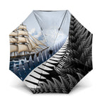 Personalised New Zealand Pakeha Umbrella Kiwi Silver Fern and Sailing Ship Compass