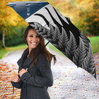 Personalised New Zealand Pakeha Umbrella Kiwi Silver Fern and Sailing Ship Compass