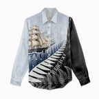 Personalised New Zealand Pakeha Women Casual Shirt Kiwi Silver Fern and Sailing Ship Compass