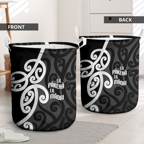 Lil Pakeha Lil Maori New Zealand Laundry Basket Kiwi Proud Mangopare Pattern