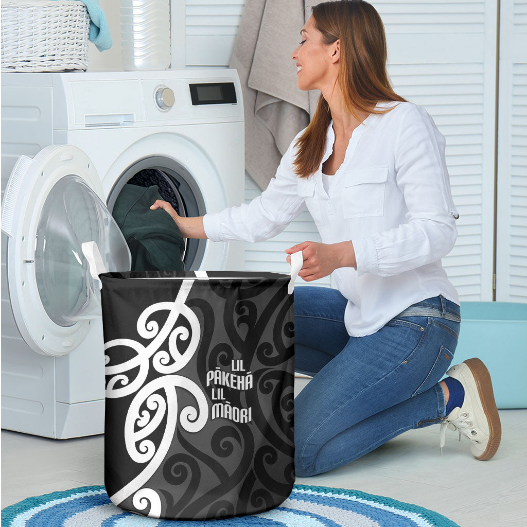 Lil Pakeha Lil Maori New Zealand Laundry Basket Kiwi Proud Mangopare Pattern
