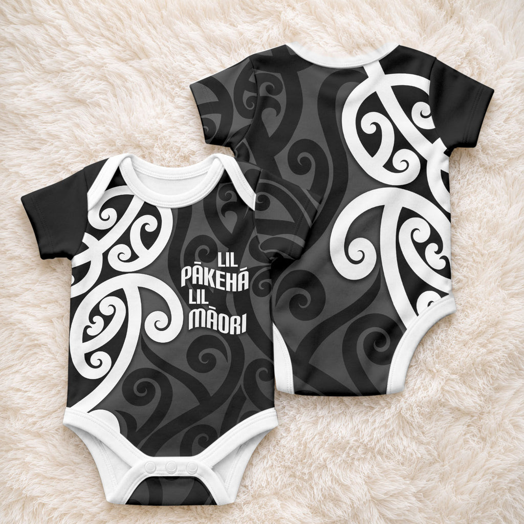 Lil Pakeha Lil Maori New Zealand Baby Onesie Kiwi Proud Mangopare Pattern