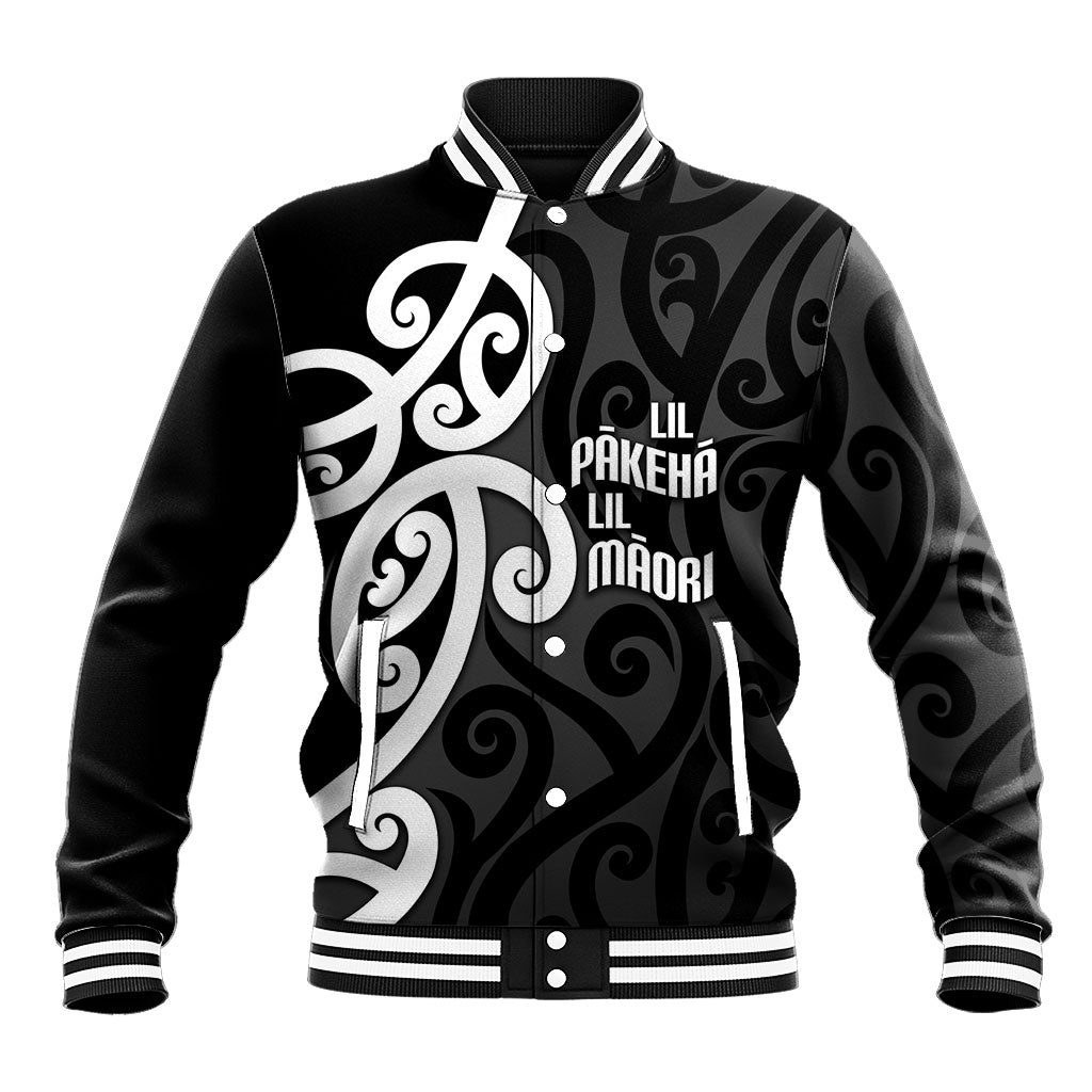 Lil Pakeha Lil Maori New Zealand Baseball Jacket Kiwi Proud Mangopare Pattern
