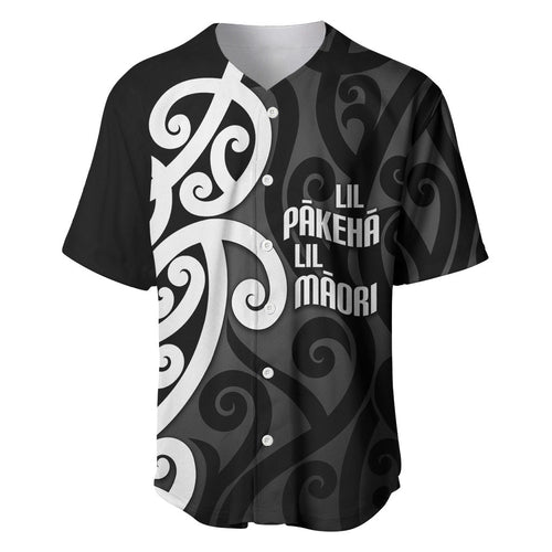 Lil Pakeha Lil Maori New Zealand Baseball Jersey Kiwi Proud Mangopare Pattern