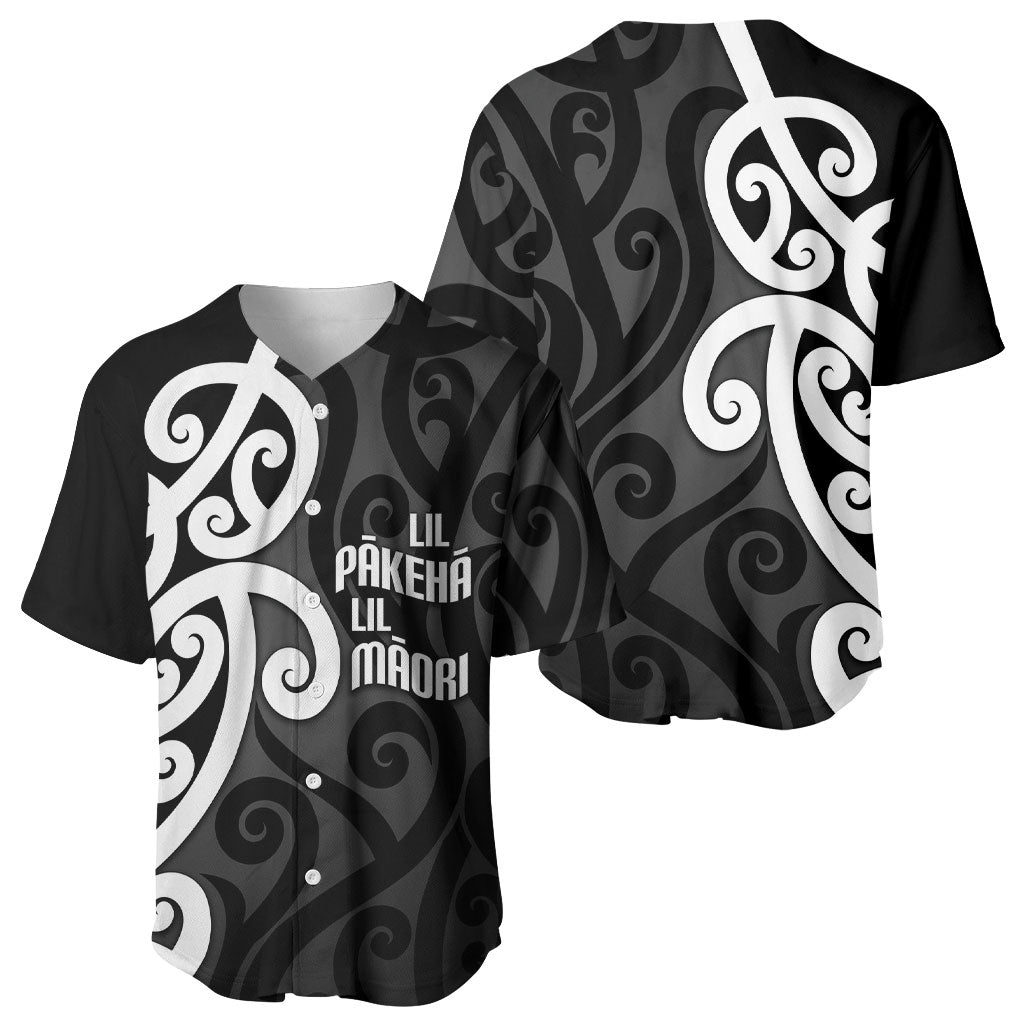 Lil Pakeha Lil Maori New Zealand Baseball Jersey Kiwi Proud Mangopare Pattern