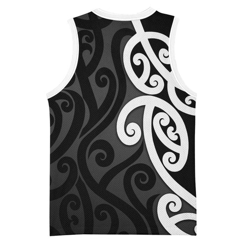 Lil Pakeha Lil Maori New Zealand Basketball Jersey Kiwi Proud Mangopare Pattern