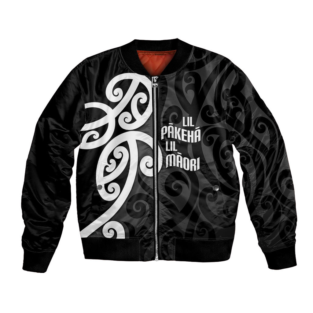 Lil Pakeha Lil Maori New Zealand Bomber Jacket Kiwi Proud Mangopare Pattern