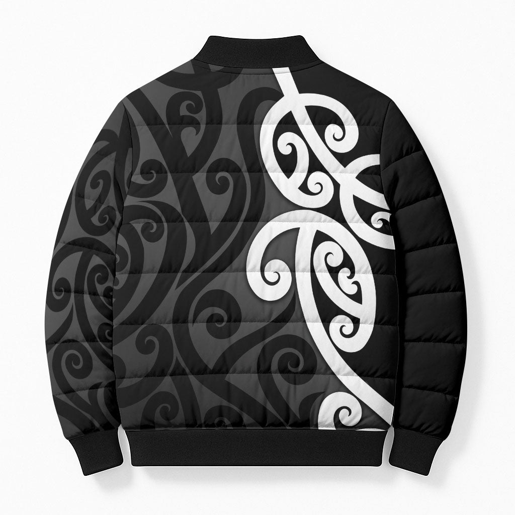 Lil Pakeha Lil Maori New Zealand Bomber Puffer Jacket Kiwi Proud Mangopare Pattern