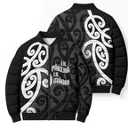 Lil Pakeha Lil Maori New Zealand Bomber Puffer Jacket Kiwi Proud Mangopare Pattern