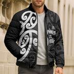 Lil Pakeha Lil Maori New Zealand Bomber Puffer Jacket Kiwi Proud Mangopare Pattern