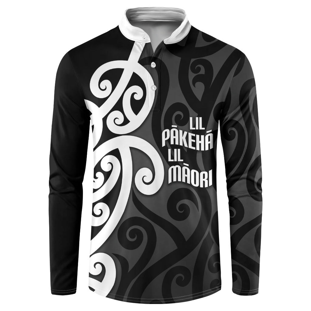 Lil Pakeha Lil Maori New Zealand Button Sweatshirt Kiwi Proud Mangopare Pattern