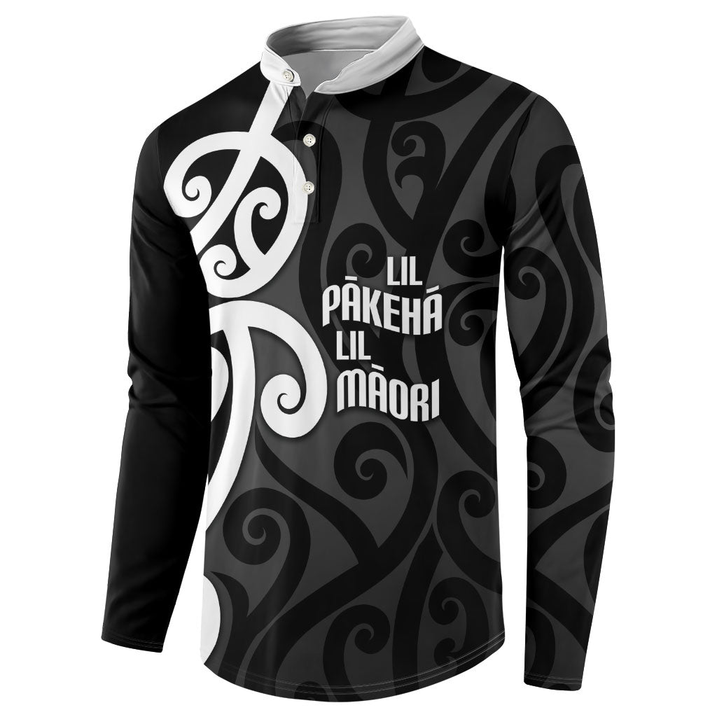 Lil Pakeha Lil Maori New Zealand Button Sweatshirt Kiwi Proud Mangopare Pattern