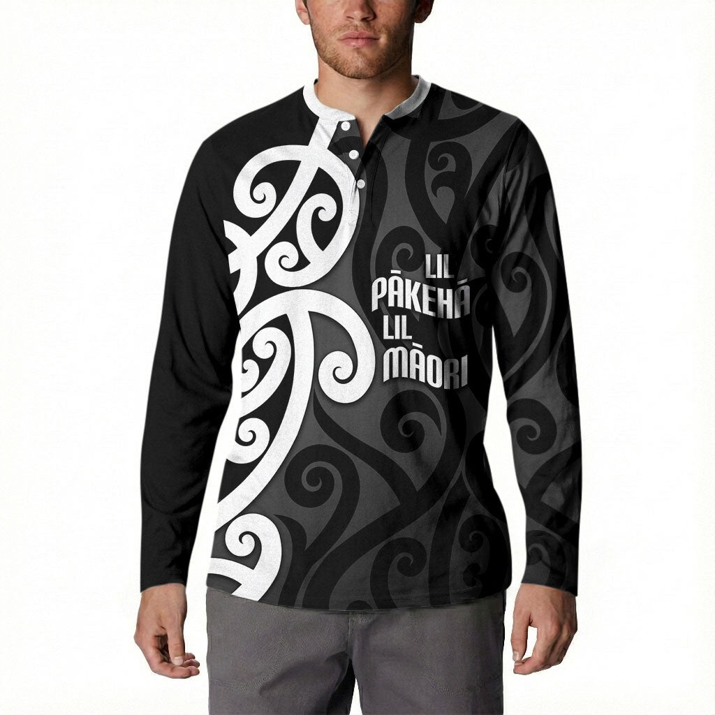 Lil Pakeha Lil Maori New Zealand Button Sweatshirt Kiwi Proud Mangopare Pattern