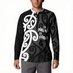 Lil Pakeha Lil Maori New Zealand Button Sweatshirt Kiwi Proud Mangopare Pattern