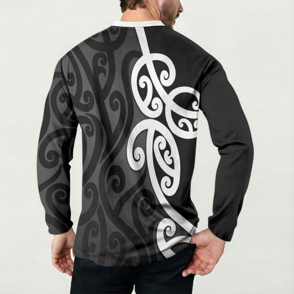 Lil Pakeha Lil Maori New Zealand Button Sweatshirt Kiwi Proud Mangopare Pattern