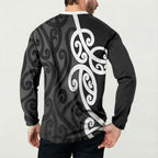 Lil Pakeha Lil Maori New Zealand Button Sweatshirt Kiwi Proud Mangopare Pattern