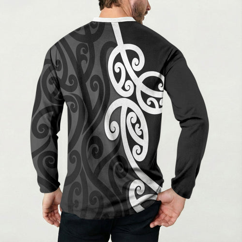 Lil Pakeha Lil Maori New Zealand Button Sweatshirt Kiwi Proud Mangopare Pattern