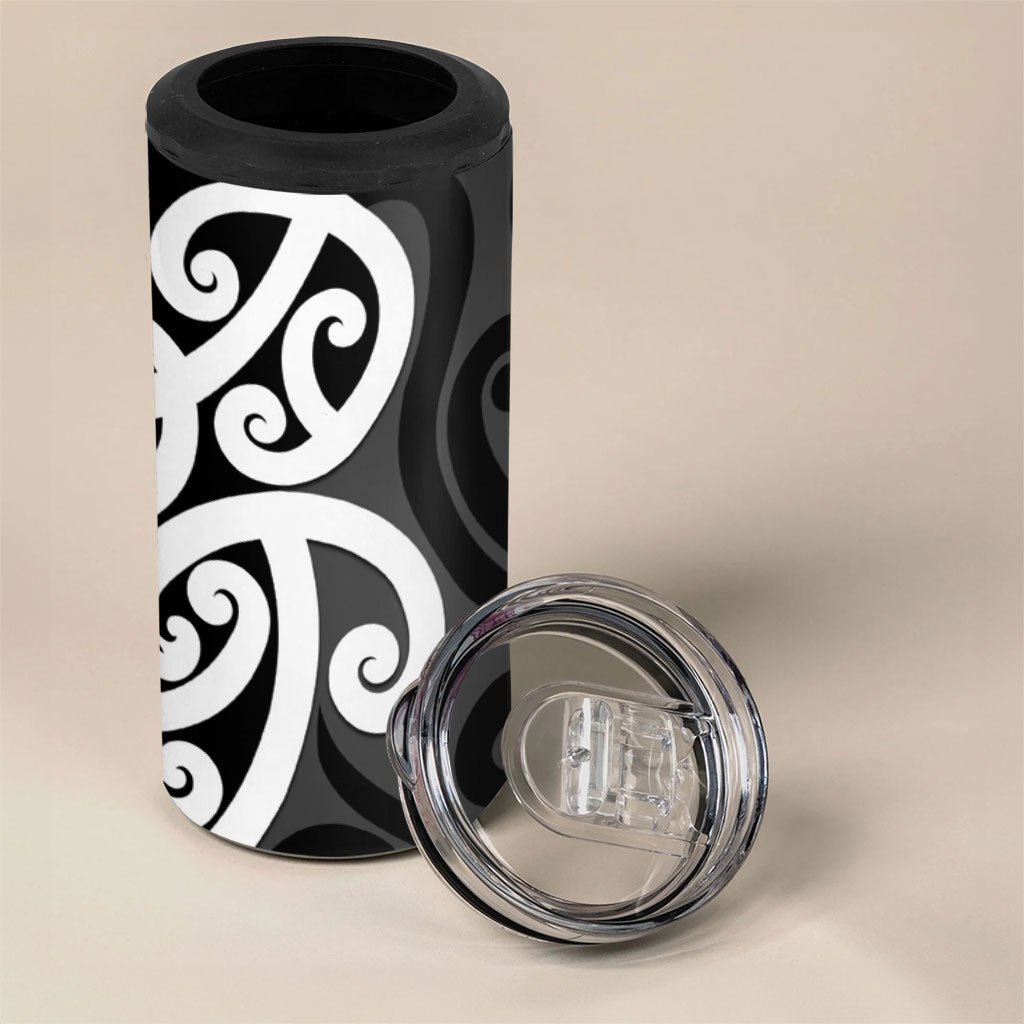 Lil Pakeha Lil Maori New Zealand 4 in 1 Can Cooler Tumbler Kiwi Proud Mangopare Pattern