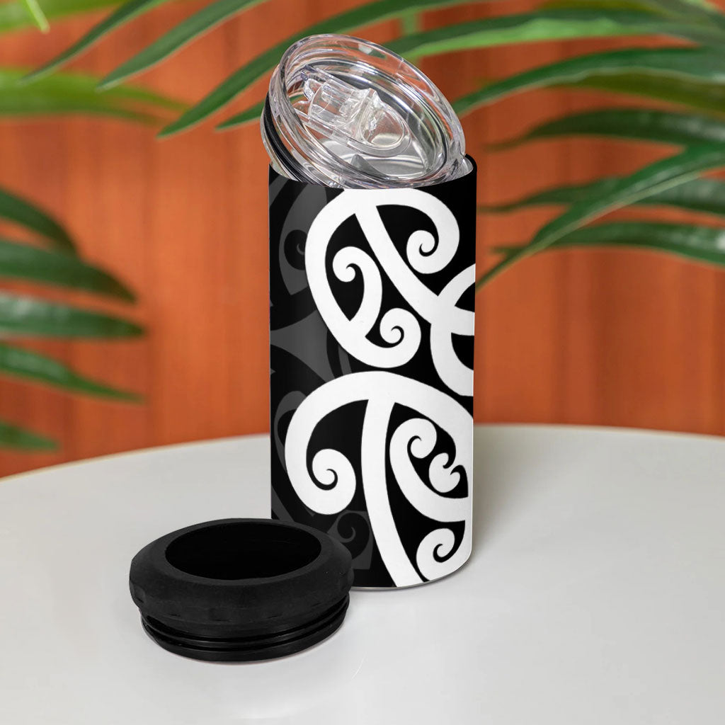 Lil Pakeha Lil Maori New Zealand 4 in 1 Can Cooler Tumbler Kiwi Proud Mangopare Pattern