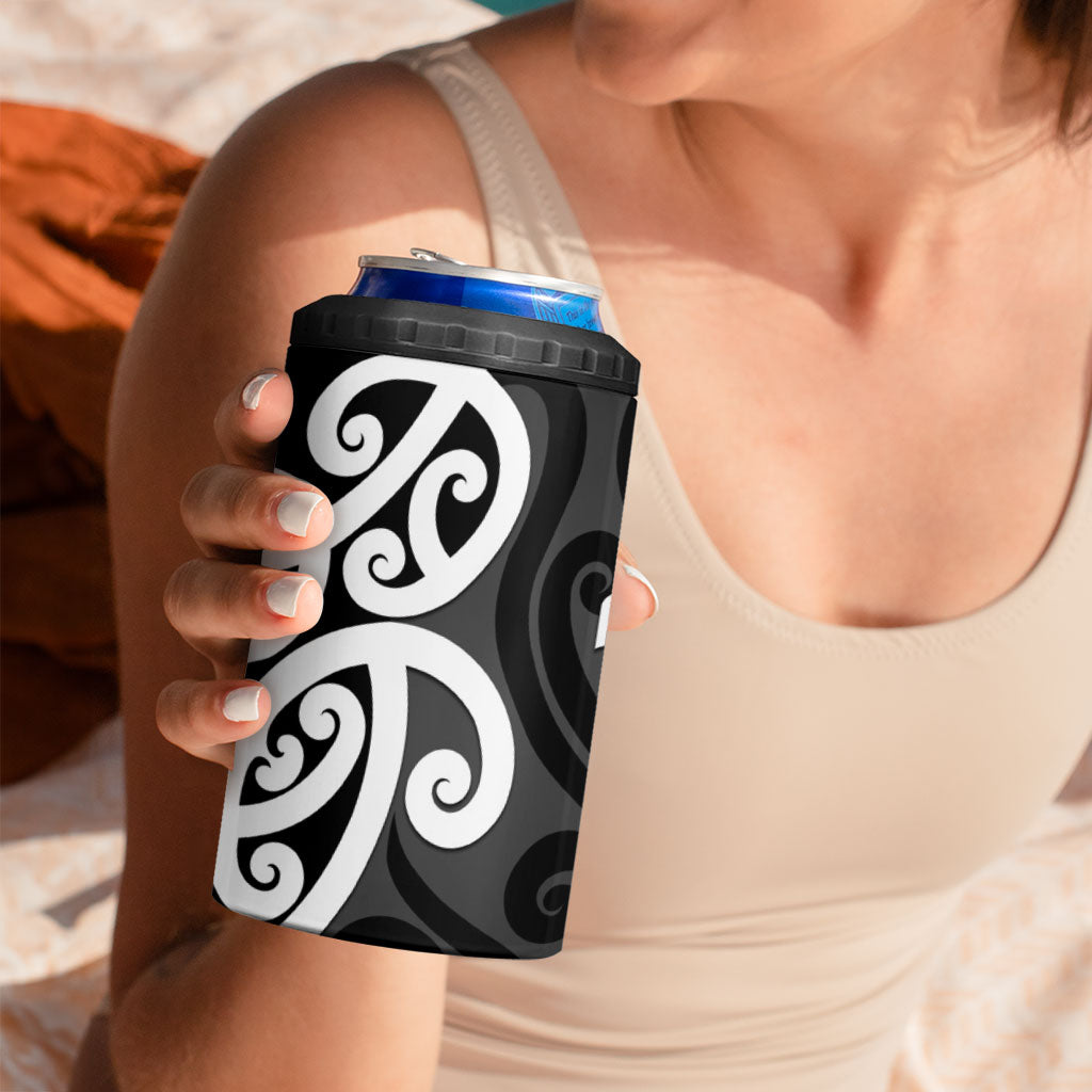 Lil Pakeha Lil Maori New Zealand 4 in 1 Can Cooler Tumbler Kiwi Proud Mangopare Pattern