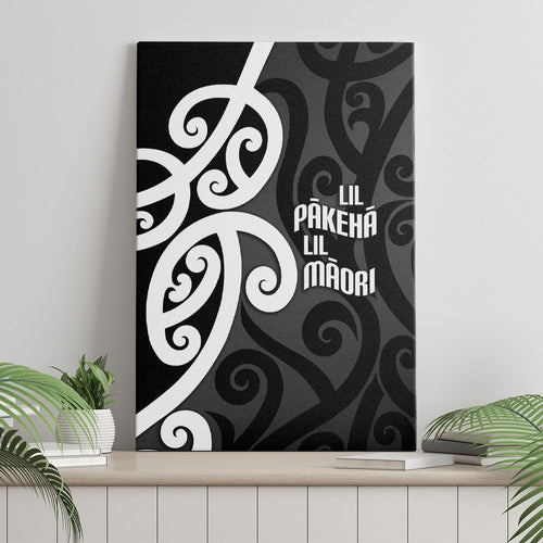 Lil Pakeha Lil Maori New Zealand Canvas Wall Art Kiwi Proud Mangopare Pattern
