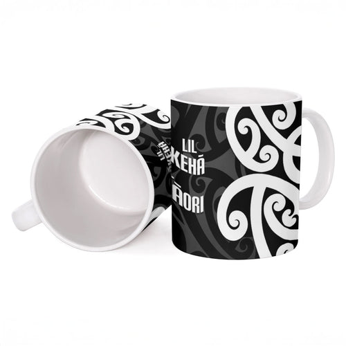 Lil Pakeha Lil Maori New Zealand Ceramic Mug Kiwi Proud Mangopare Pattern