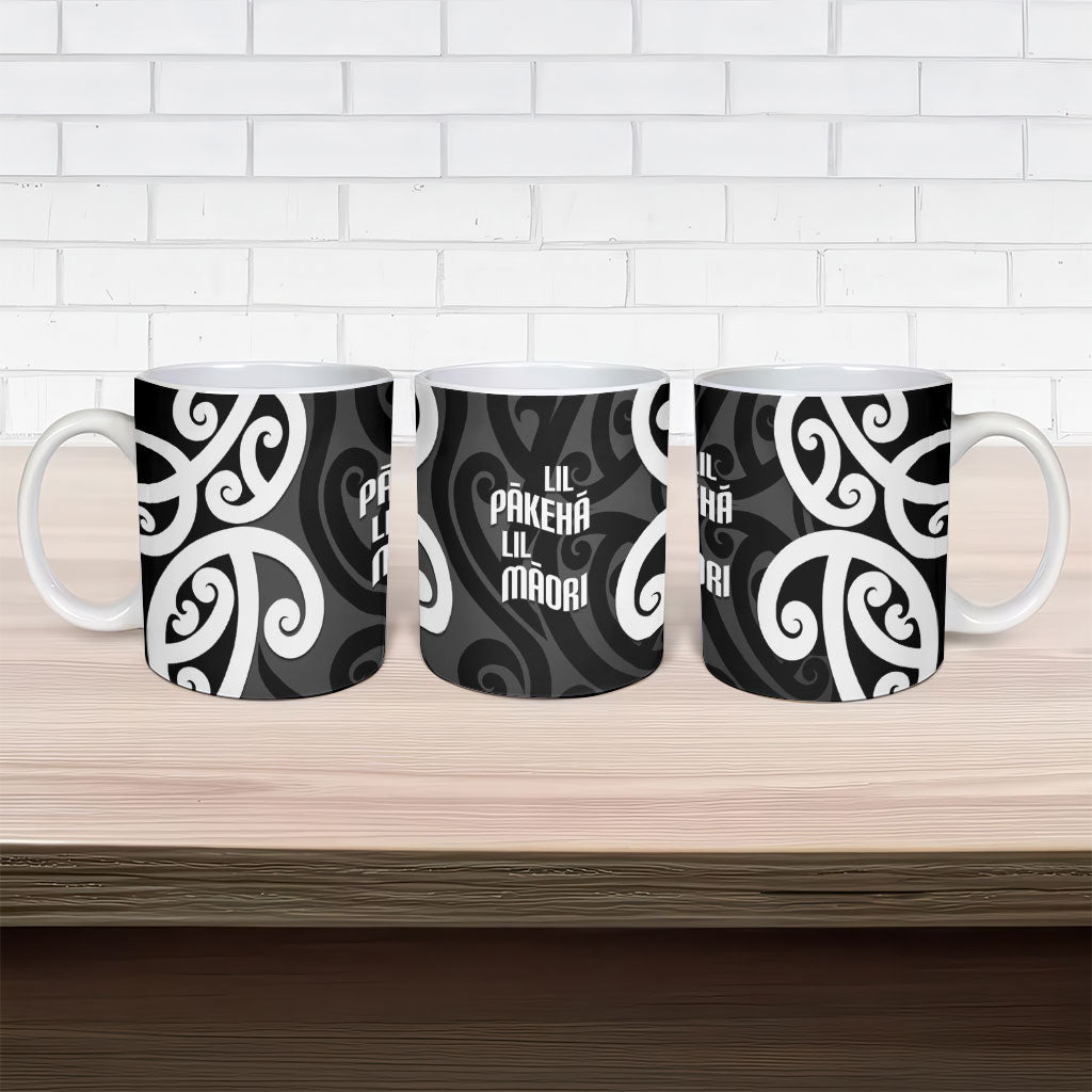 Lil Pakeha Lil Maori New Zealand Ceramic Mug Kiwi Proud Mangopare Pattern