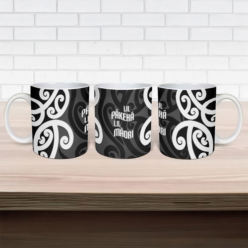 Lil Pakeha Lil Maori New Zealand Ceramic Mug Kiwi Proud Mangopare Pattern