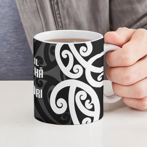 Lil Pakeha Lil Maori New Zealand Ceramic Mug Kiwi Proud Mangopare Pattern