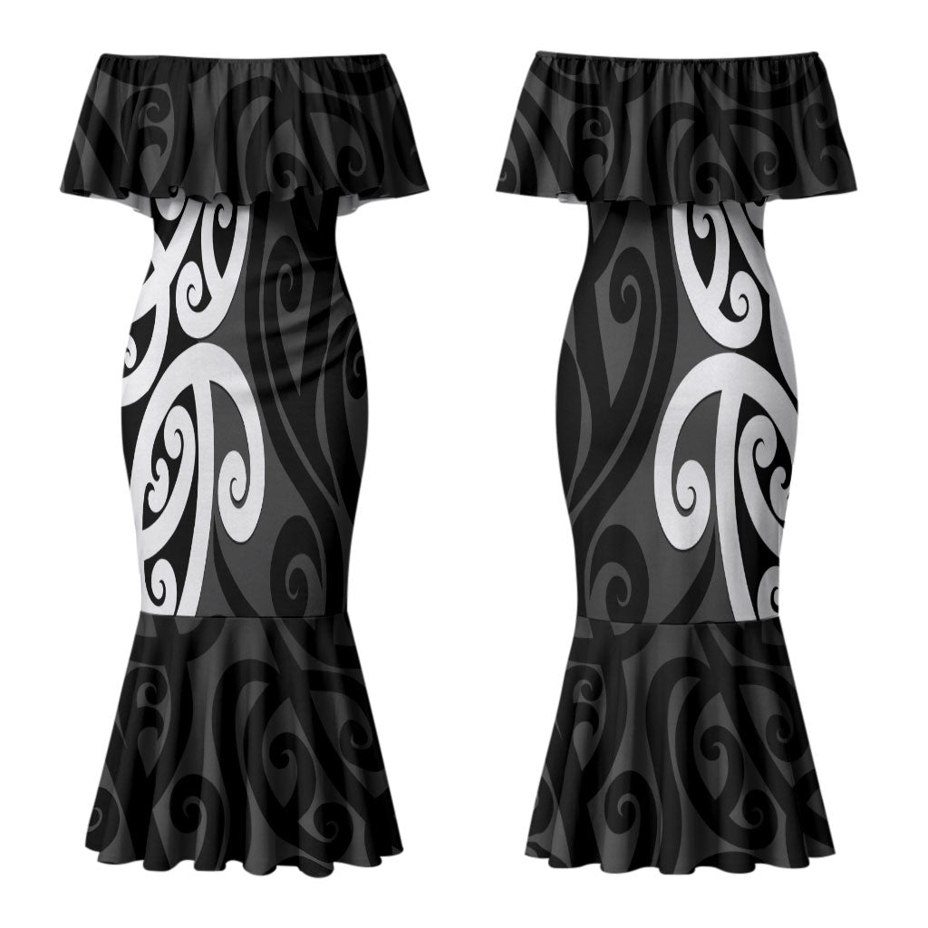 Lil Pakeha Lil Maori New Zealand Couples Matching Mermaid Dress and Hawaiian Shirt Kiwi Proud Mangopare Pattern