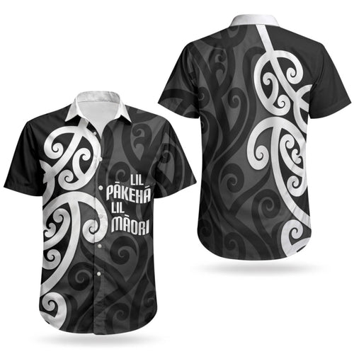 Lil Pakeha Lil Maori New Zealand Couples Matching Off Shoulder Maxi Dress and Hawaiian Shirt Kiwi Proud Mangopare Pattern