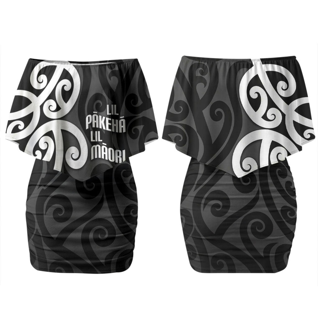 Lil Pakeha Lil Maori New Zealand Couples Matching Off Shoulder Short Dress and Hawaiian Shirt Kiwi Proud Mangopare Pattern