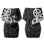 Lil Pakeha Lil Maori New Zealand Couples Matching Off Shoulder Short Dress and Hawaiian Shirt Kiwi Proud Mangopare Pattern