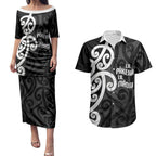 Lil Pakeha Lil Maori New Zealand Couples Matching Puletasi and Hawaiian Shirt Kiwi Proud Mangopare Pattern