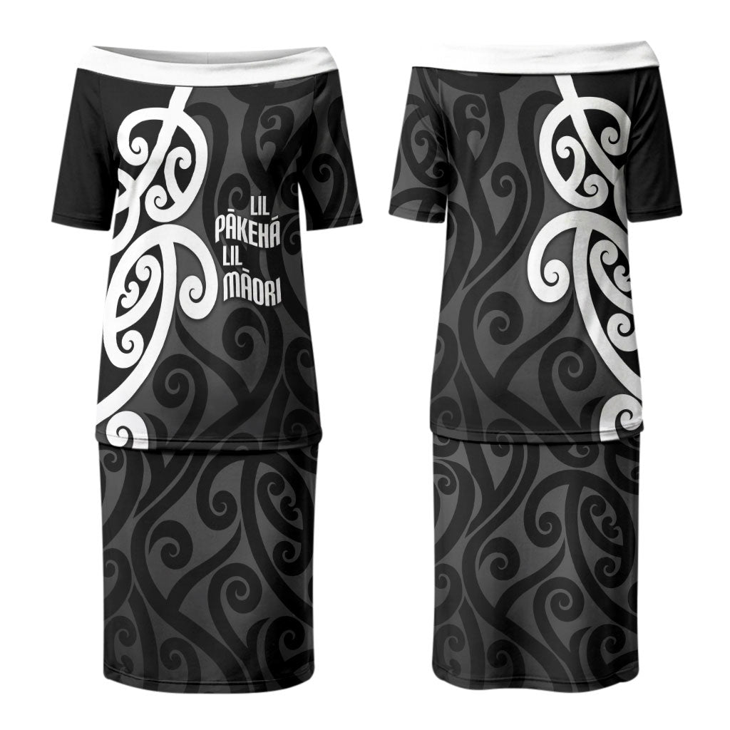 Lil Pakeha Lil Maori New Zealand Couples Matching Puletasi and Hawaiian Shirt Kiwi Proud Mangopare Pattern