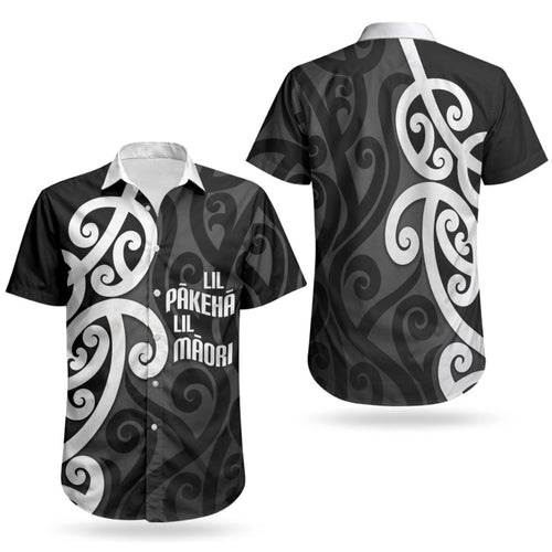Lil Pakeha Lil Maori New Zealand Couples Matching Short Sleeve Bodycon Dress and Hawaiian Shirt Kiwi Proud Mangopare Pattern
