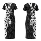 Lil Pakeha Lil Maori New Zealand Couples Matching Short Sleeve Bodycon Dress and Long Sleeve Button Shirt Kiwi Proud Mangopare Pattern