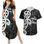 Lil Pakeha Lil Maori New Zealand Couples Matching Summer Maxi Dress and Hawaiian Shirt Kiwi Proud Mangopare Pattern