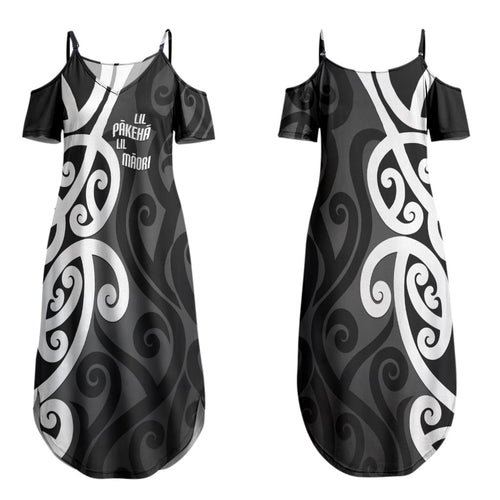 Lil Pakeha Lil Maori New Zealand Couples Matching Summer Maxi Dress and Hawaiian Shirt Kiwi Proud Mangopare Pattern