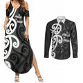 Lil Pakeha Lil Maori New Zealand Couples Matching Summer Maxi Dress and Long Sleeve Button Shirt Kiwi Proud Mangopare Pattern