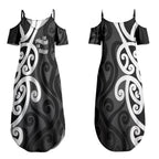 Lil Pakeha Lil Maori New Zealand Couples Matching Summer Maxi Dress and Long Sleeve Button Shirt Kiwi Proud Mangopare Pattern