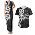 Lil Pakeha Lil Maori New Zealand Couples Matching Tank Maxi Dress and Hawaiian Shirt Kiwi Proud Mangopare Pattern