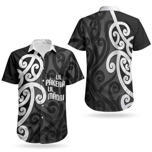 Lil Pakeha Lil Maori New Zealand Couples Matching Tank Maxi Dress and Hawaiian Shirt Kiwi Proud Mangopare Pattern