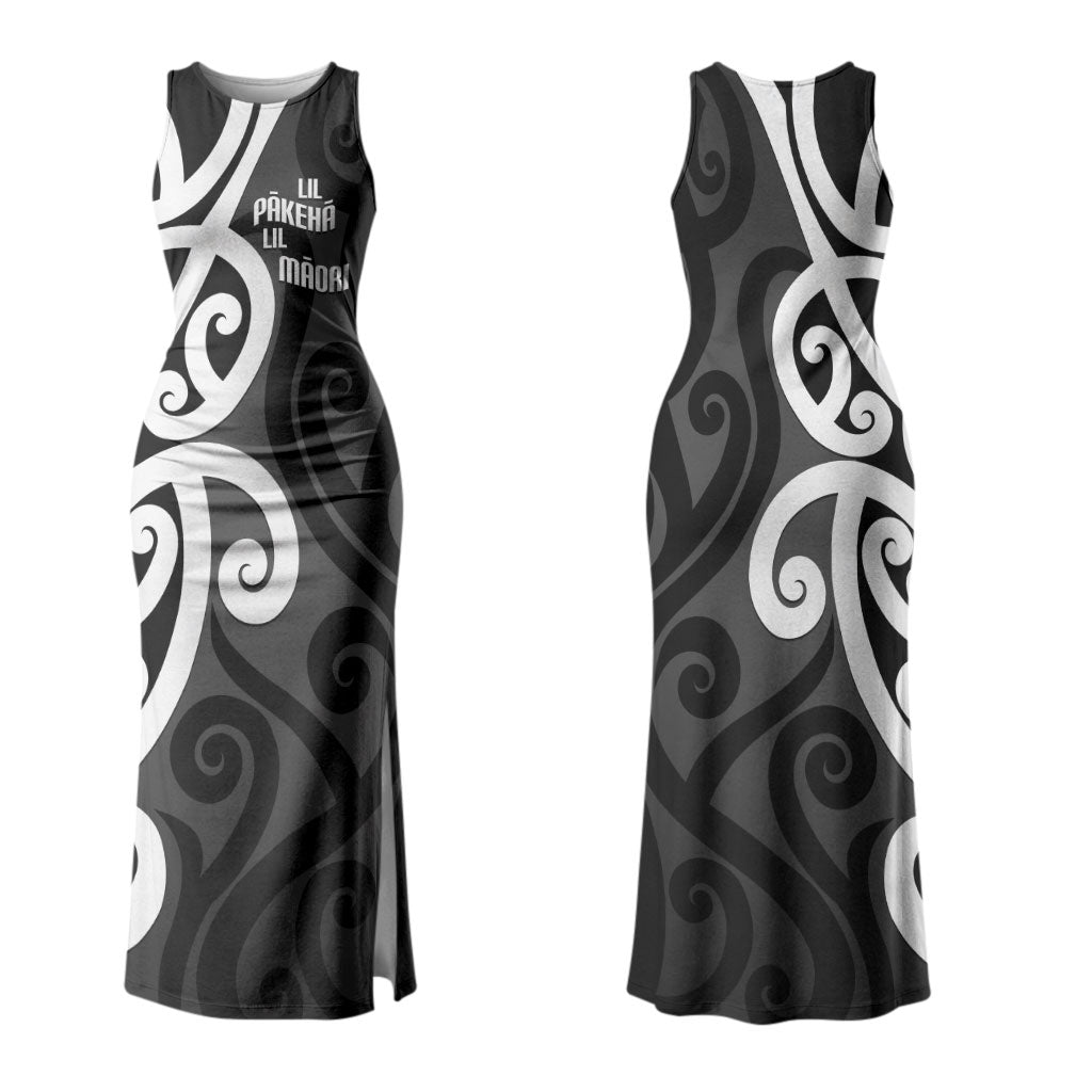 Lil Pakeha Lil Maori New Zealand Couples Matching Tank Maxi Dress and Hawaiian Shirt Kiwi Proud Mangopare Pattern