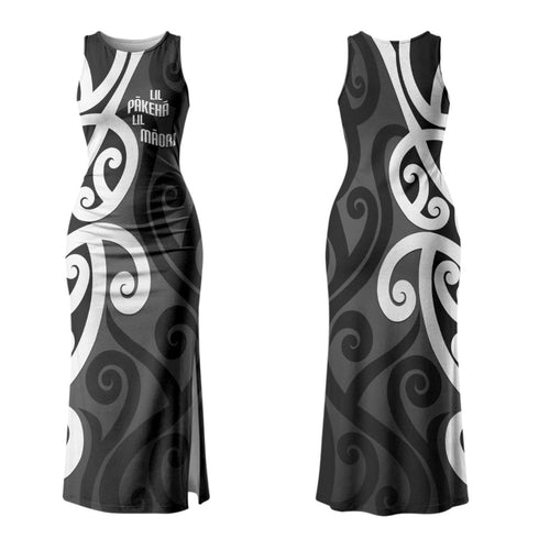 Lil Pakeha Lil Maori New Zealand Couples Matching Tank Maxi Dress and Hawaiian Shirt Kiwi Proud Mangopare Pattern