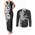 Lil Pakeha Lil Maori New Zealand Couples Matching Tank Maxi Dress and Long Sleeve Button Shirt Kiwi Proud Mangopare Pattern