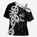Lil Pakeha Lil Maori New Zealand Cross Shoulder Shirt Kiwi Proud Mangopare Pattern