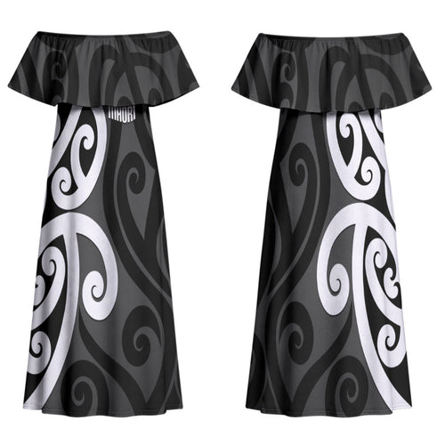 Lil Pakeha Lil Maori New Zealand Family Matching Off Shoulder Maxi Dress and Hawaiian Shirt Kiwi Proud Mangopare Pattern